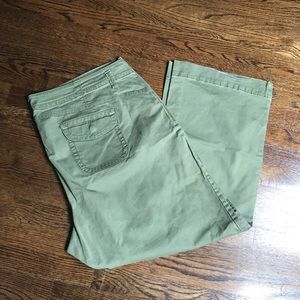 Army green stretch twill pants